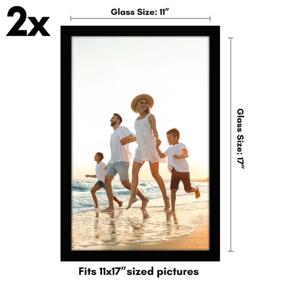 Americanflat Gallery Picture Frame - Set of 2 - Photo Frame for Wall Decor - Shatter Resistant Glass - Adjustable Hanging Hardware - Includes Easel for Tabletop Display - Black {2}