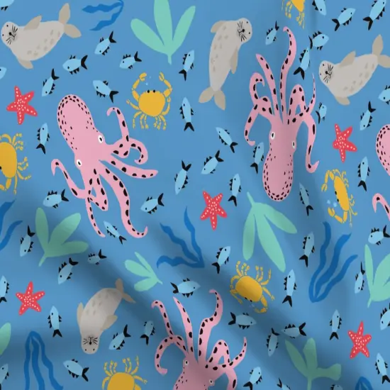 Various Fabrics by the Yard or Fat Quarter Sea Creature Whimsical Bright Colorful Ocean Nautical Coastal Custom Printed Fabric by Spoonflower {5}
