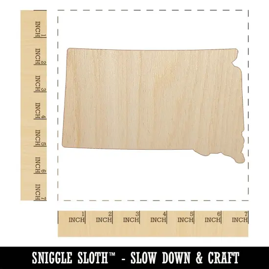 South Dakota State Silhouette Unfinished Wood Shape Piece Cutout for DIY Craft Projects {1}