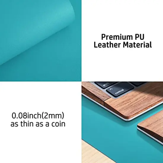 Leather Desk Pad Protector,Mouse Pad,Office Mat, Non-Slip PU Blotter,Laptop Pad,Waterproof Writing for Office and Home (Turquoise,31.5" x 15.7") {6}