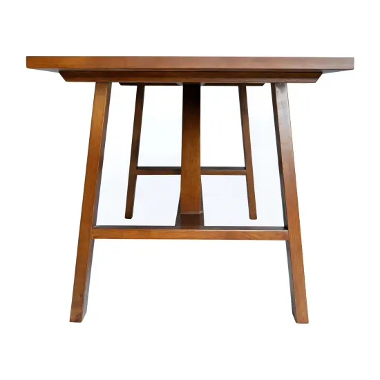 Merrick Lane Mabel Farmhouse Trestle Coffee Table, Solid Wood Rustic Accent Table Walnut {4}