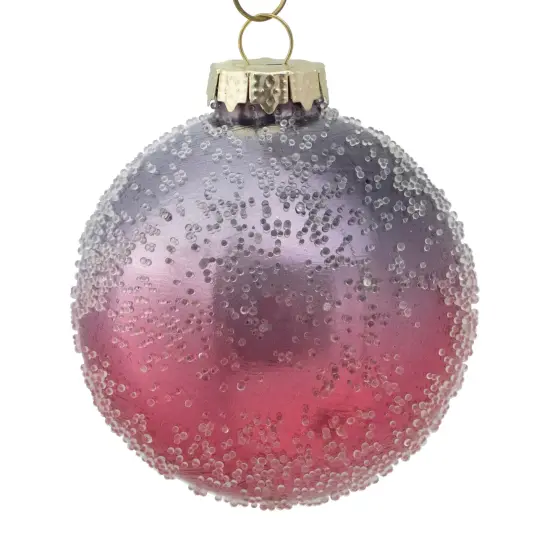 Northlight 4ct Pink and Grey Ombre Hand Blown Textured Glass Ball Christmas Ornaments 3.25" (80mm) Gray {5}