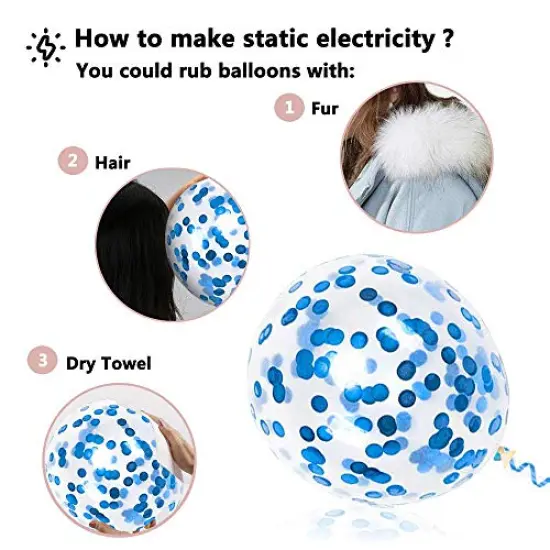 50pcs Royal Blue Confetti Latex Balloons - 12 Inch Light Blue, Baby Blue, and White Balloons for Birthday and Wedding Party Decoration {6}