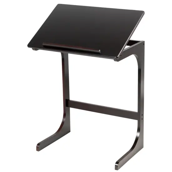 Costway Adjustable TV Tray C-Shape Sofa Couch End Table Laptop Desk W/Tilting Top Bamboo {1}