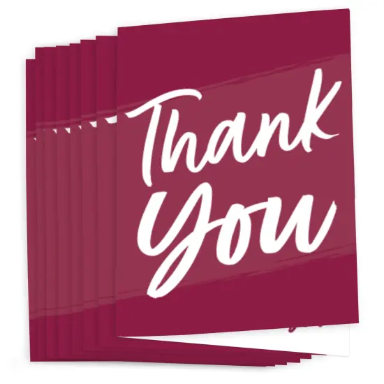 Big Dot of Happiness Burgundy Elegantly Simple - Guest Party Favors Thank You Cards (8 count) {3}