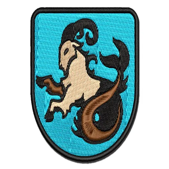 Capricorn Sea Goat Mythical Creature Multi-Color Embroidered Iron-On or Hook & Loop Patch Applique {1}