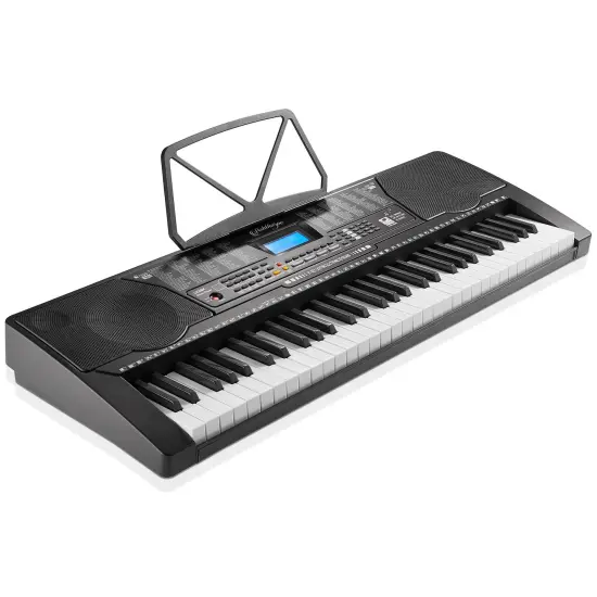 Ashthorpe 61-Key Digital Electronic Keyboard Piano with Light Up Keys, Beginner Kit Includes Stand, Stool, Headphones, Mic and Keynote Stickers {2}