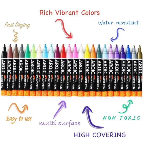 48 Pieces Paint Pens for Rock Painting - Write On Anything! Paint pens for Rock, Wood, Metal, Plastic, Glass, Canvas, Ceramic & More! Low-Odor, Oil-Based, Medium-Tip Paint Markers {2}