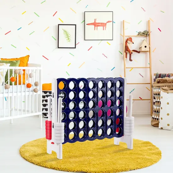 3.5 Feet Tall Jumbo 4 to Score Giant Game Set with 42 Jumbo Rings Grey {6}