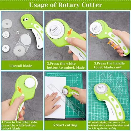 Self Healing Sewing Mats Rotary Cutter and Mat 45 mm Rotary Fabric Cutter Set with 2 Blades Rotary Cutting Mat for Crafts Fabric Quilting Hobby (9" x 12" (A4)) {3}