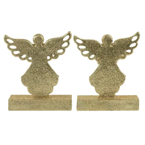 Northlight Angel Glittered Christmas Stocking Holders - 5.5" - Gold - Set of 2 {6}