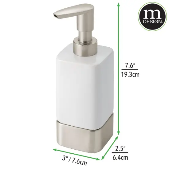 mDesign Square Ceramic Bathroom Soap Dispenser - 2 Pack {3}