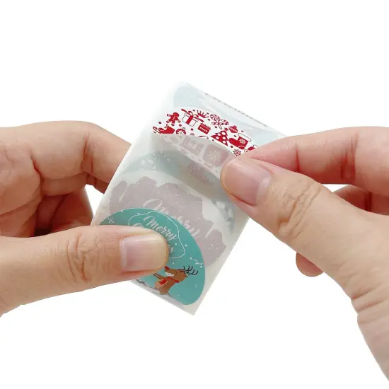 Wrapables Christmas Stickers Label Roll, Holiday Stickers for Sealing Cards, Envelopes, Gift Boxes, Festive Party Favors (500 pcs) Red & White {3}