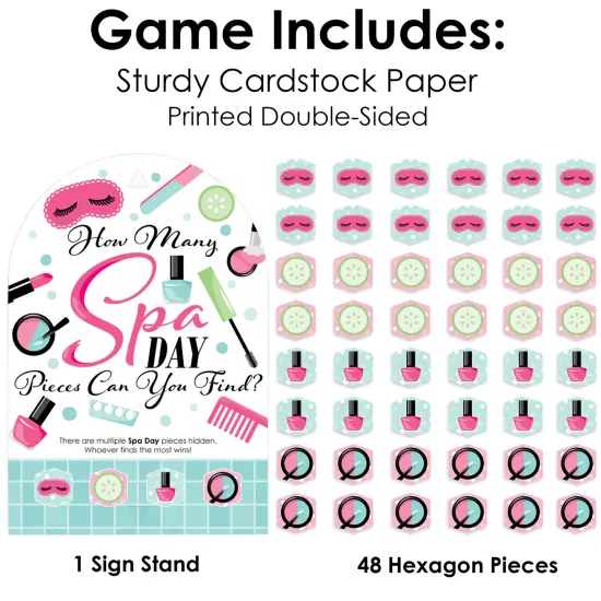 Big Dot of Happiness Spa Day - Girls Makeup Party Scavenger Hunt - 1 Stand and 48 Game Pieces - Hide and Find Game {5}