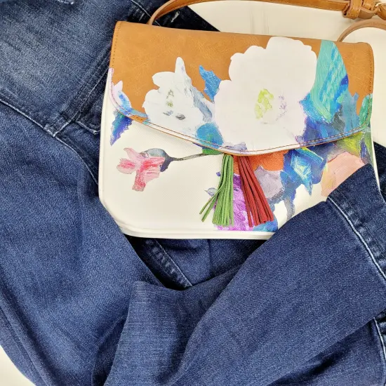 5 PC Joyce Rhinestone Leather Like Tassels w/Lobster Clasp {4}