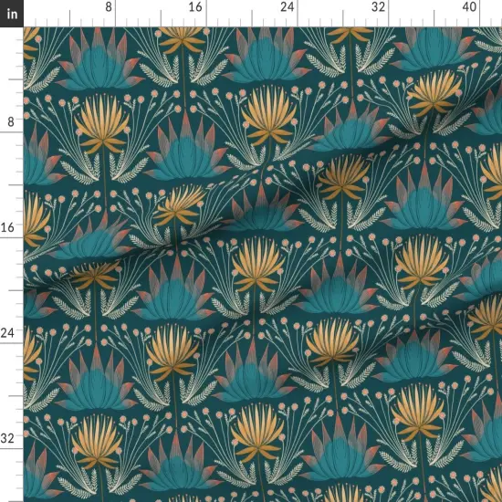 Various Fabrics by the Yard or Fat Quarter Floral Botanical Moody Wildflower Nature Garden Jewel Tone Custom Printed Fabric by Spoonflower {1}