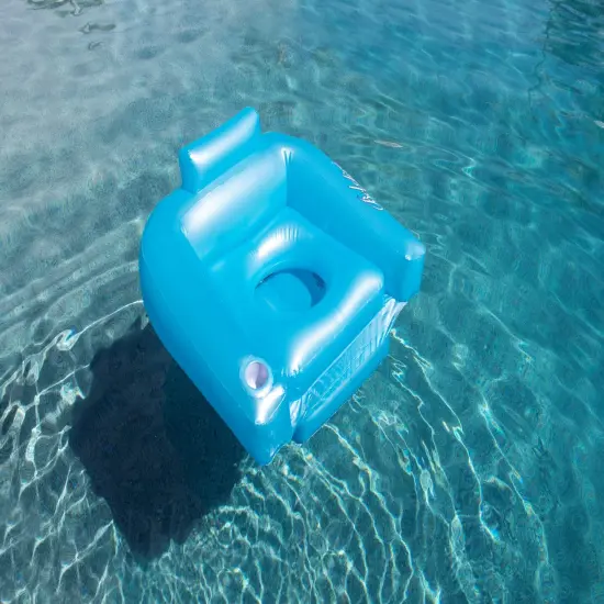 Swim Central 58.5" Inflatable Sky Blue Swimming Pool Lounger Float with Cup Holder {5}