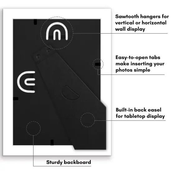 Americanflat Gallery Wall Picture Frames - Set of 12 - Picture Frame Set for Wall Collage - Plexiglass Cover - Hanging Hardware - Includes Easel {11}