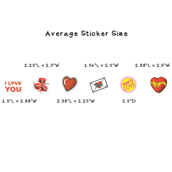 Wrapables Waterproof Vinyl Stickers for Water Bottles, Laptop, Phones, Skateboards, Decals for Teens, 100pcs Valentine Hearts {4}