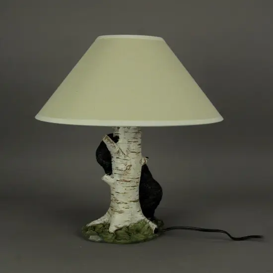 Black Bear and Cub Birch Tree Table Lamp With Shade {4}