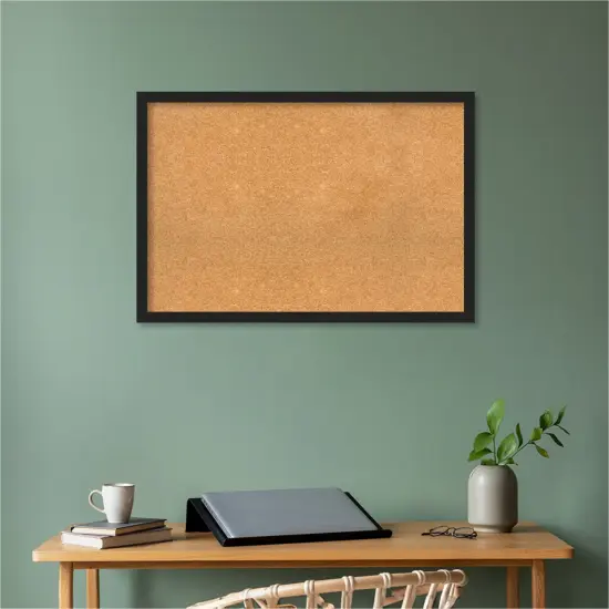 Grace Narrow Framed Corkboard, Natural Cork Metallic Black {5}