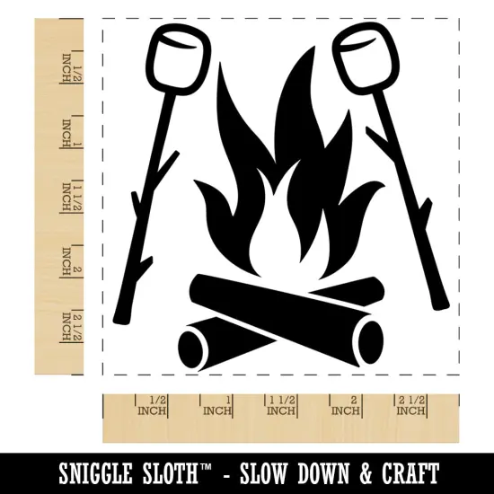 Roasting Marshmallows S'mores Camping Hiking Square Rubber Stamp for Stamping Crafting {1}