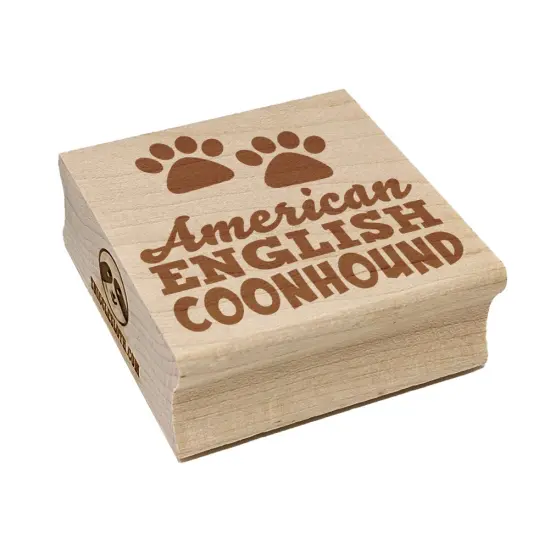American English Coonhound Dog Paw Prints Fun Text Square Rubber Stamp for Stamping Crafting {7}