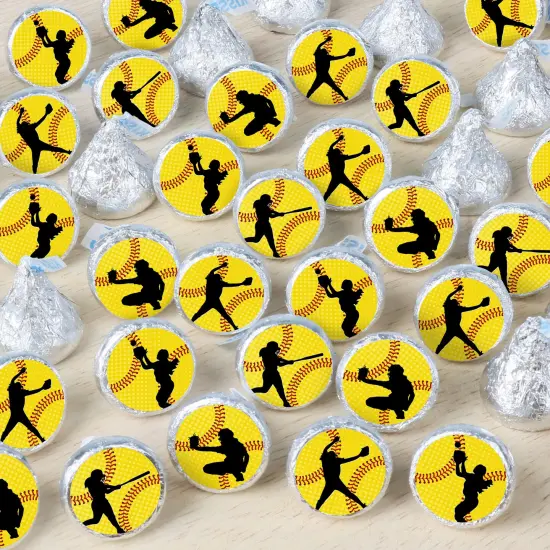 Big Dot of Happiness Grand Slam - Fastpitch Softball - Birthday Party or Baby Shower Small Round Candy Stickers - Party Favor Labels - 324 Count {1}