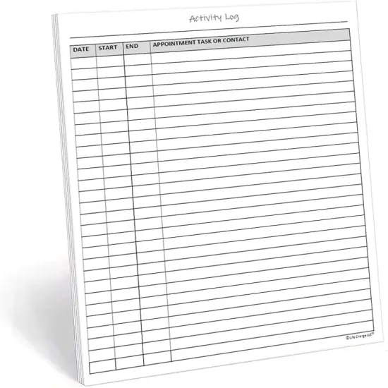 Activity Log Notepad, 50 Page Planner Pad to List a Task, Action or Contact. A Versatile Work Tool to Track Time & Organize Office Productivity. 8.5 X 11, A4 Sheets. {3}