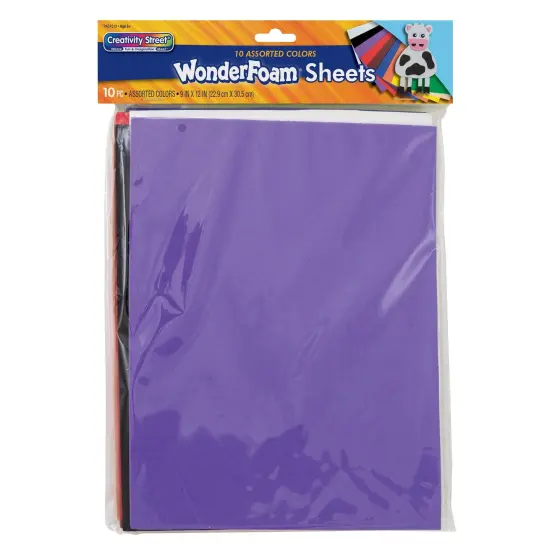 WonderFoam&reg; Sheets, Assorted 10 Colors, 9" x 12", 10 Per Pack, 3 Packs {2}