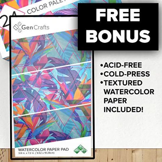 Watercolor Palette with Bonus Paper Pad 24 Premium Colors - 2 Refilable Water Brush Pens - 15 Sheets of Water Color Paper - Portable Painting {3}