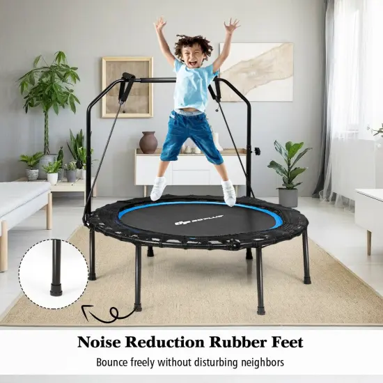 40 Inch Foldable Fitness Rebounder with Resistance Bands Adjustable Home Blue {1}