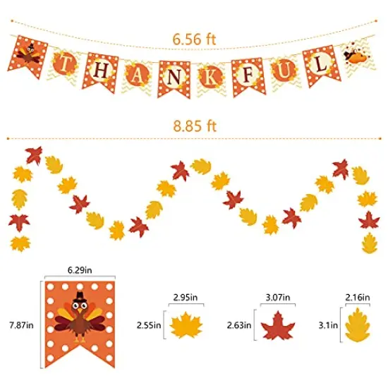 Thanksgiving Decorations 40 PCS, Pre-Assembled Thanksgiving Banner, Hanging Swirls, Fall Leaves Garland and Honeycomb Pumpkins for Thanksgiving Decor, Fall decor, Thanksgiving Decorations for Home {5}