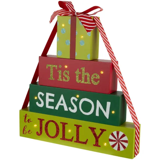 Northlight Lighted "Tis The Season To Be Jolly" Christmas Decoration - 11.75" Green {4}