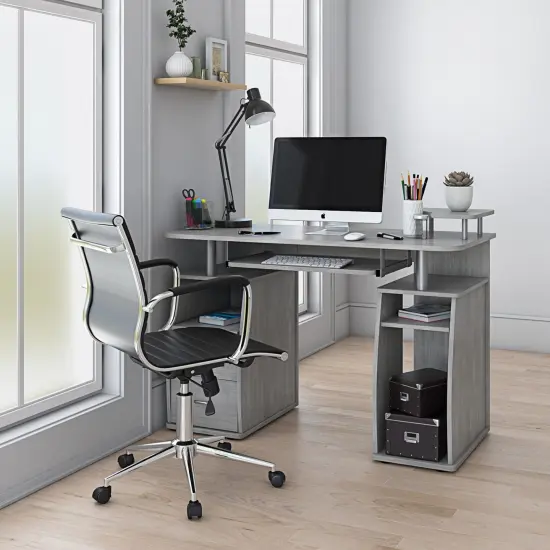 Techni Office Solutions 47.25" Gray Unique Techni Mobili Complete Workstation Computer Desk with Storage {6}