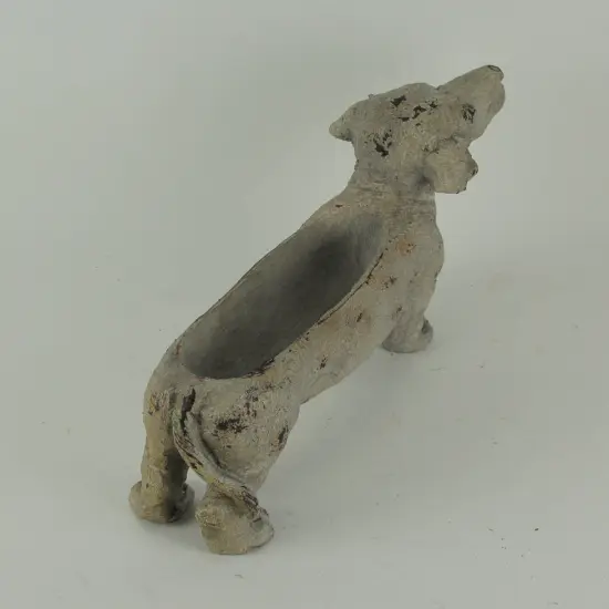 Weathered Grey Stone Finish Dachshund Dog Indoor Outdoor Planter Statue {4}