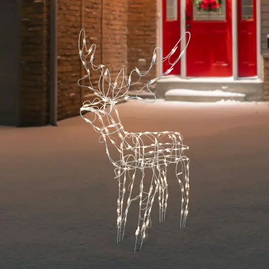 Northlight 48" Lighted White Standing Reindeer Outdoor Christmas Yard Decoration {2}