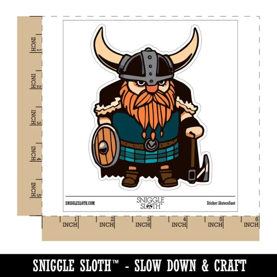 Stout Bearded Viking with Horned Helmet Waterproof Vinyl Phone Tablet Laptop Water Bottle Sticker Set - 5 Pack {1}