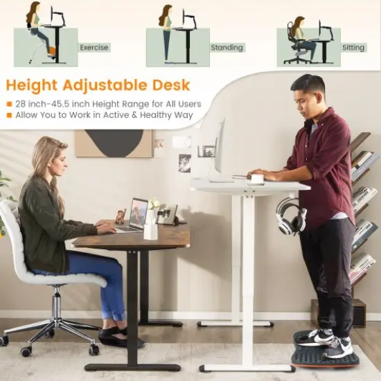 45.5 Inch Electric Height Adjustable Standing Desk with 2-Button Controller and Metal Frame Rustic Brown {3}