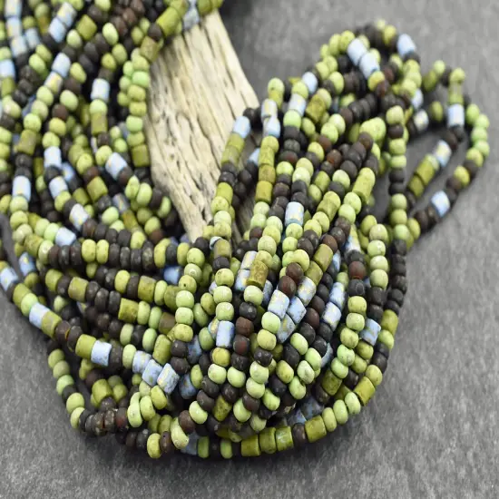 6/0 Aged Matte Demeter Tube Picasso Mix Seed Beads (21" Strand) {5}