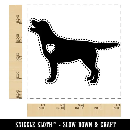 Labrador Retriever Dog with Heart Square Rubber Stamp for Stamping Crafting {1}