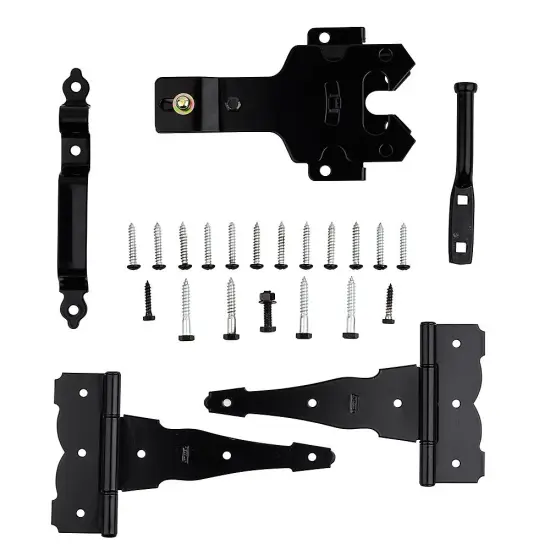 V8422 Deluxe Latch Decorative T-Hinge Gate Kit Black {1}