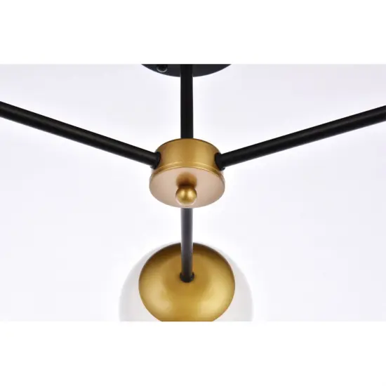 Briggs 26 inch flush mount in black and brass with white shade {4}
