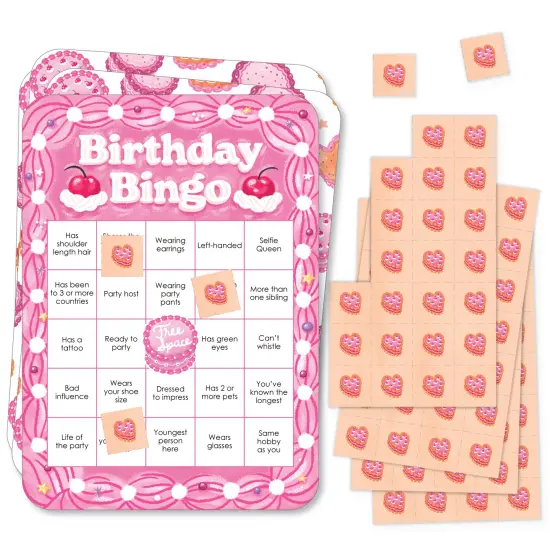 Big Dot of Happiness Hot Girl Bday - Find the Guest Bingo Cards and Markers - Vintage Cake Birthday Party Shaped Bingo Game - Set of 18 {1}