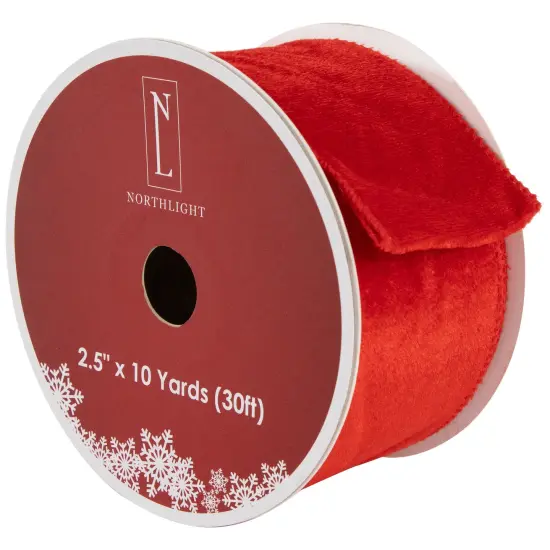 Northlight Solid Red Wired Craft Christmas Ribbon 2.5" x 10 Yards {1}