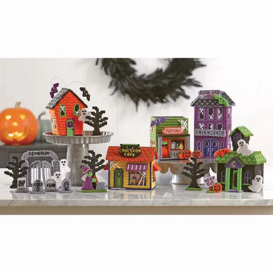 HerrschnersHalloween Village Plastic Canvas Kit Multi {1}