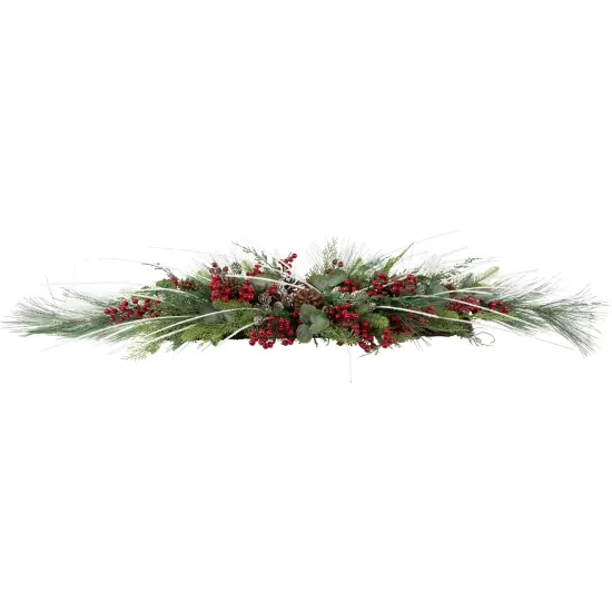 Northlight Real Touch&trade; Berries and Birch Twigs Artificial Pine Christmas Swag - 62" - Unlit Green {1}