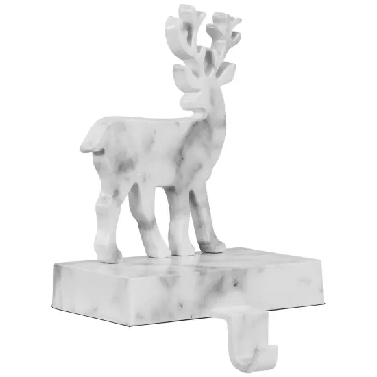 Northlight Marbled Standing Deer Christmas Stocking Holder - 7.5" - White and Black {5}