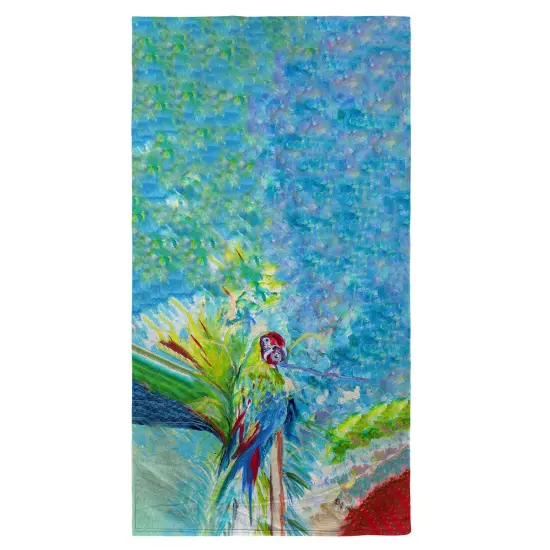 Betsy Drake Green Parrot II Beach Towel Multicolor {1}