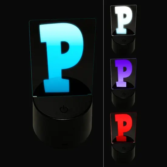 Letter P Uppercase Fun Bold Font 3D Illusion LED Night Light Sign Nightstand Desk Lamp {1}